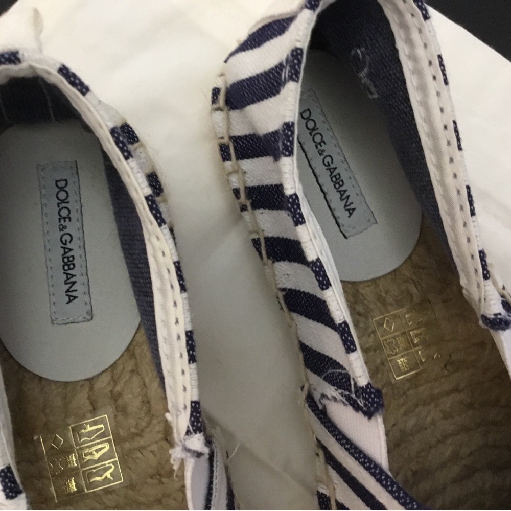Dolce & Gabbana Navy and White Striped Canvas Espadrilles - Picture 6 of 8